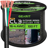 Monoprice - 113726 Nimbus Series 16 Gauge AWG 4 Conductor CMP-Rated Speaker Wire/Cable - 100ft UL Plenum Rated, 100% Pure Bare Copper with Color Coded Conductors Black