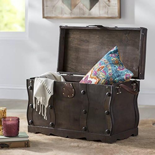 Antique Style Distressed Wooden Pirate Treasure Chest, Coffee Table Trunk