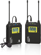 Wireless Lavalier Microphone System, LENSGO LWM-328C 99-Channel UHF Professional Omnidirectional Wireless Lapel Mic for Canon Nikon DSLR Camera Smartphone Camcorder Interview Video Recording