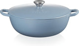 Le Creuset Marmite Cast Iron Soup Pot Casserole with Lid, 26cm, Mineral Blue