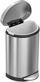 Simple Human Semi-Round Step Trash Can, Stainless Steel, 10 L
