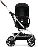 CYBEX Eezy S Twist +2 V2 Stroller, 360° Rotating Seat, Parent Facing or Forward Facing, One-Hand Recline, Compact Fold, Lightweight Travel Stroller, Stroller for Infants 6 Months+, Moon Black
