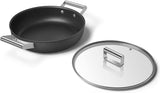 Smeg CKFD2811BLM Non-Stick Deep Pan with Lid, 28cm, Black