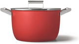 Smeg CFKC2611RDM Non-Stick Casserole with Lid, 26cm, Red