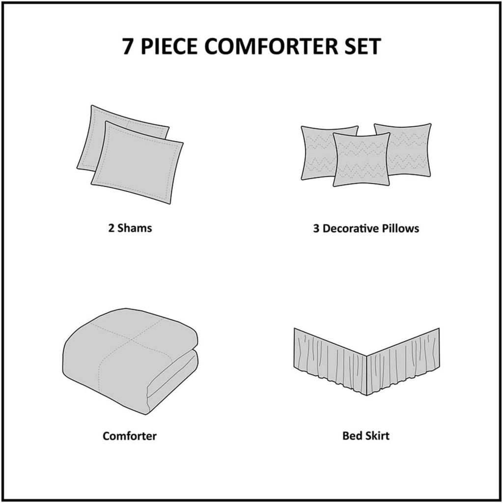 Madison Park Palmer Comforter Set Queen 90in X 90in Red 7 Piece