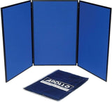 Quartet Bulletin Board, Fabric, 3-Panel Display, 6' x 3', Double-sided, Blue/Gray Surface, Black Frame, Exhibition, Show-It! (SB93513Q)