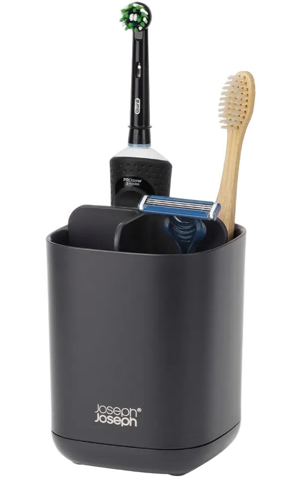 Joseph Joseph EasyStore Toothbrush Holder Caddy Bathroom Storage Compact Matt Blac