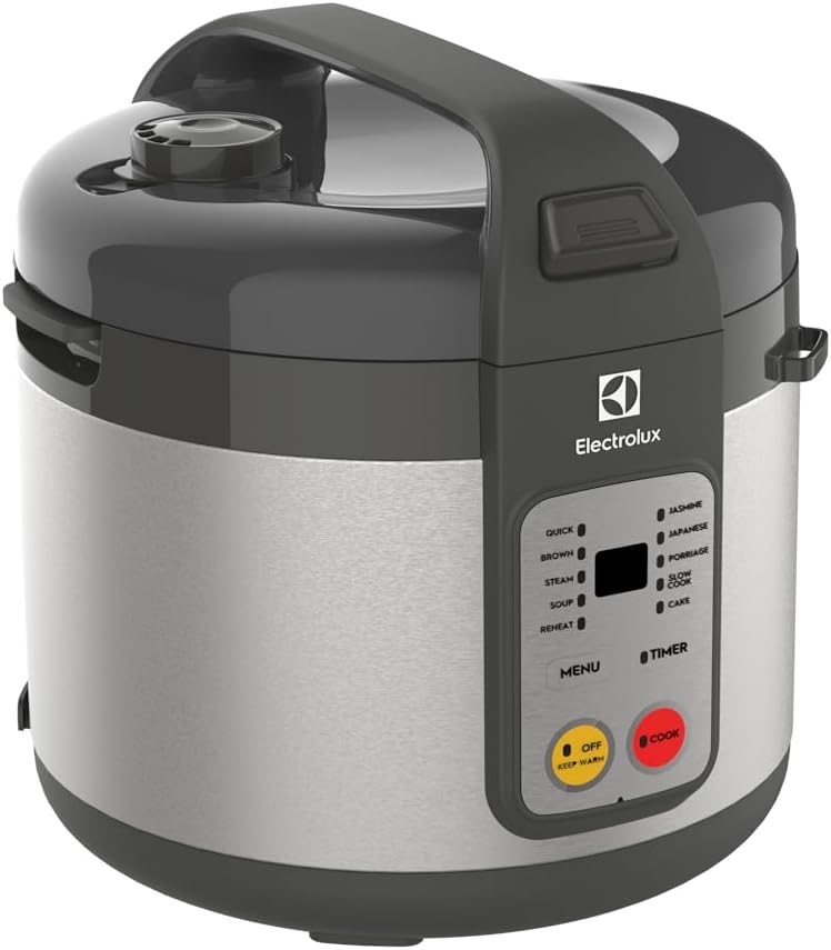 Electrolux UltimateTaste 300 E4RC1-680S - Digital Rice Cooker, 1.8L capacity, 450W, 12 cooking fuctions with timer, includes basket for steaming, Stainless...