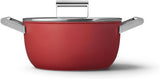 Smeg CFKC2411RDM Non-Stick Casserole with Lid, 24cm, Red