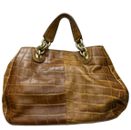 FURLA CrocEmbossed Camel Colored Leather Bag