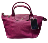 Longchamp Le Pliage Cuir Leather Top Handle Bag Pink