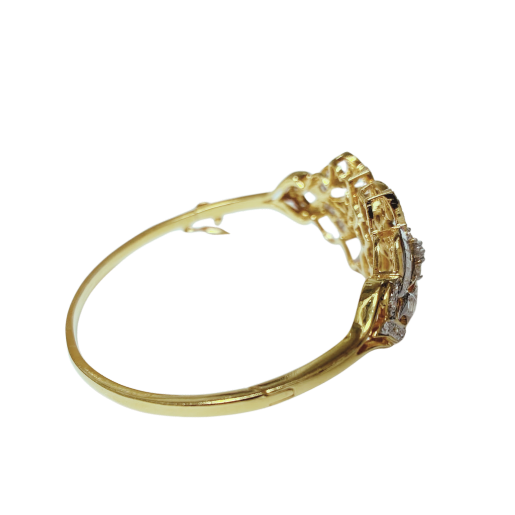 18KYG Diamond Studded Rigid Bangle Bracelet 16.0GM