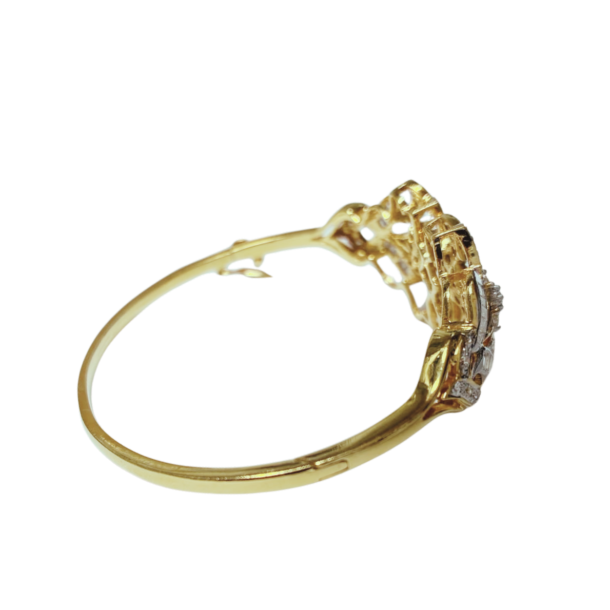 18KYG Diamond Studded Rigid Bangle Bracelet 16.0GM