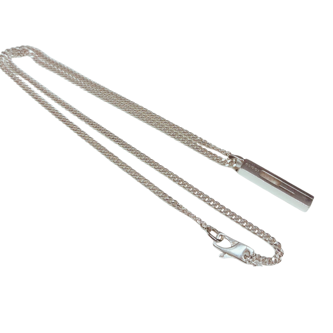 Gucci SV925 Cutout G Bar Necklace 15.6G