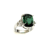 PT900 Green Tourmaline & Diamond Ladies Ring
