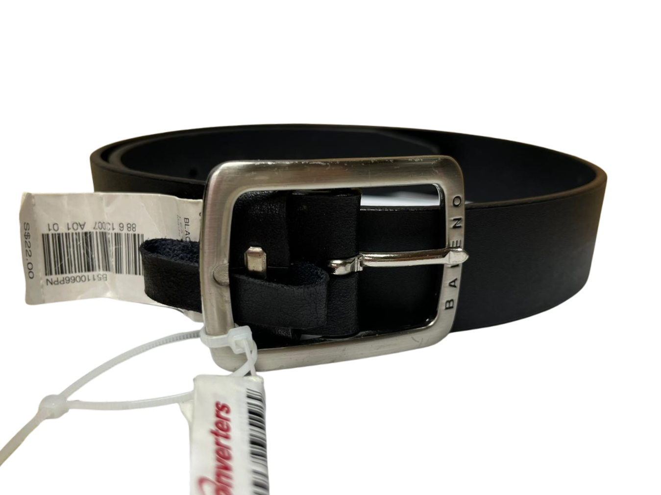 Baleno Leather Belt Black Size 29in