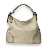 Gucci  Pebbled Calfskin Guccissima Trim Medium Signoria Hobo Off White Leather Bag