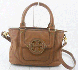 Tory Burch Leather Amanda Mini Satchel Brown Tote Bag