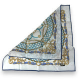 Celine Handkerchief White Gold & Blue Color  46x 46cm