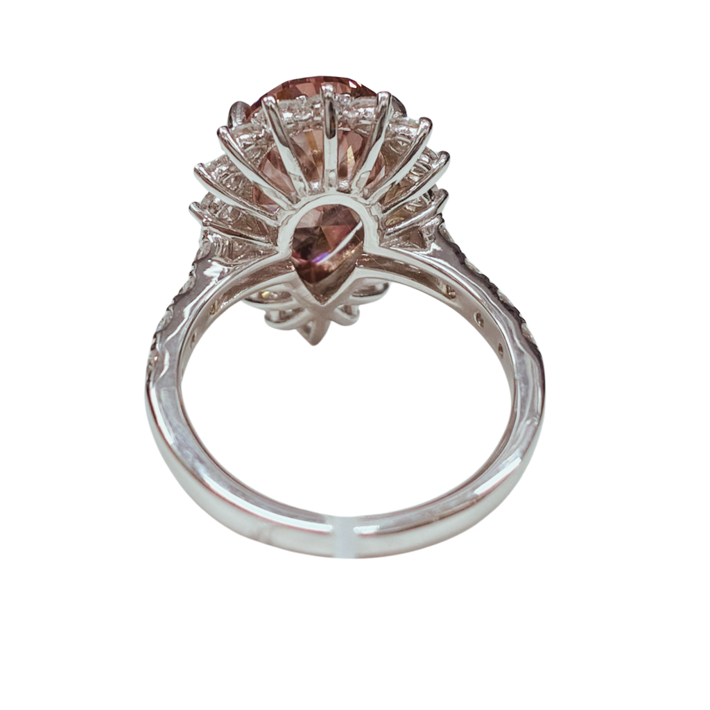 18KWG Pink Lab Grown Diamond Ladys Ring 6.42GM