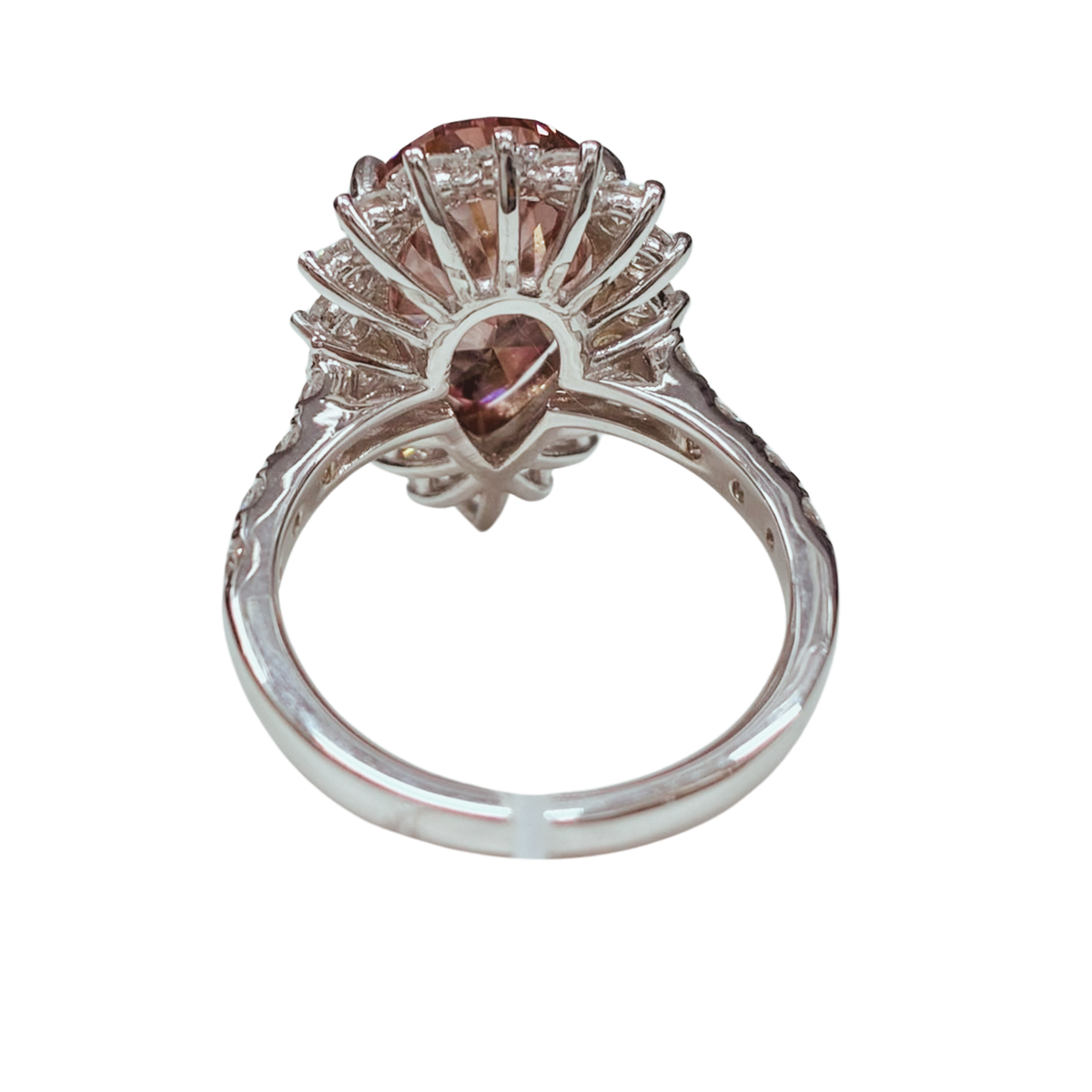 18KWG Pink Lab Grown Diamond Ladys Ring 6.42GM
