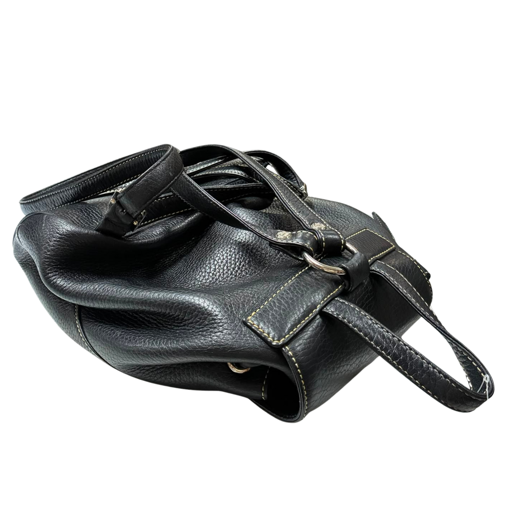 MCM Black Pebbled Leather Mini Drawstring Backpack