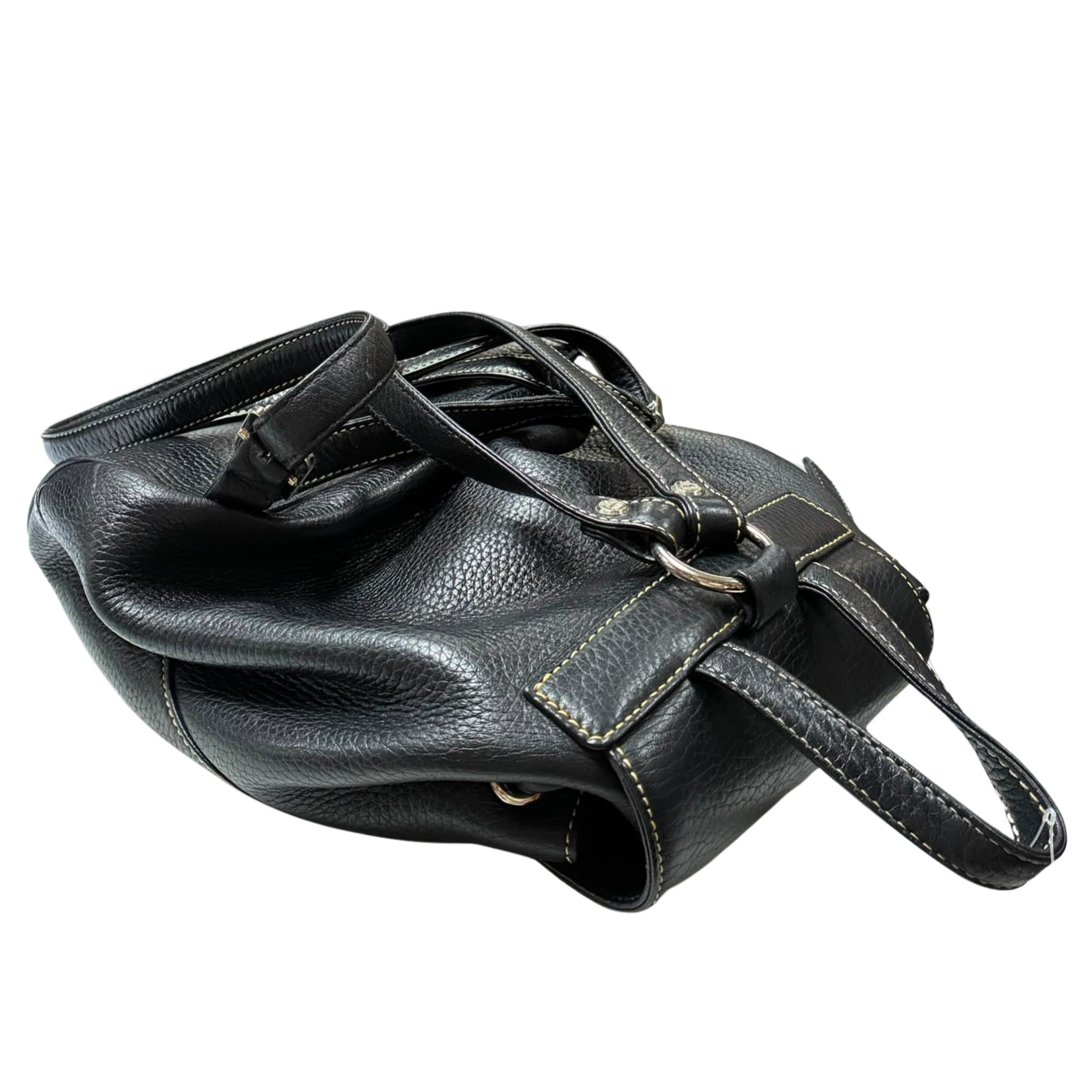 MCM Black Pebbled Leather Mini Drawstring Backpack