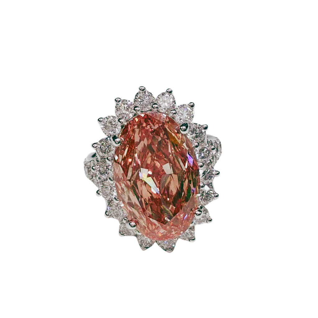 18KWG Pink Lab Grown Diamond Ladys Ring 8.34GM