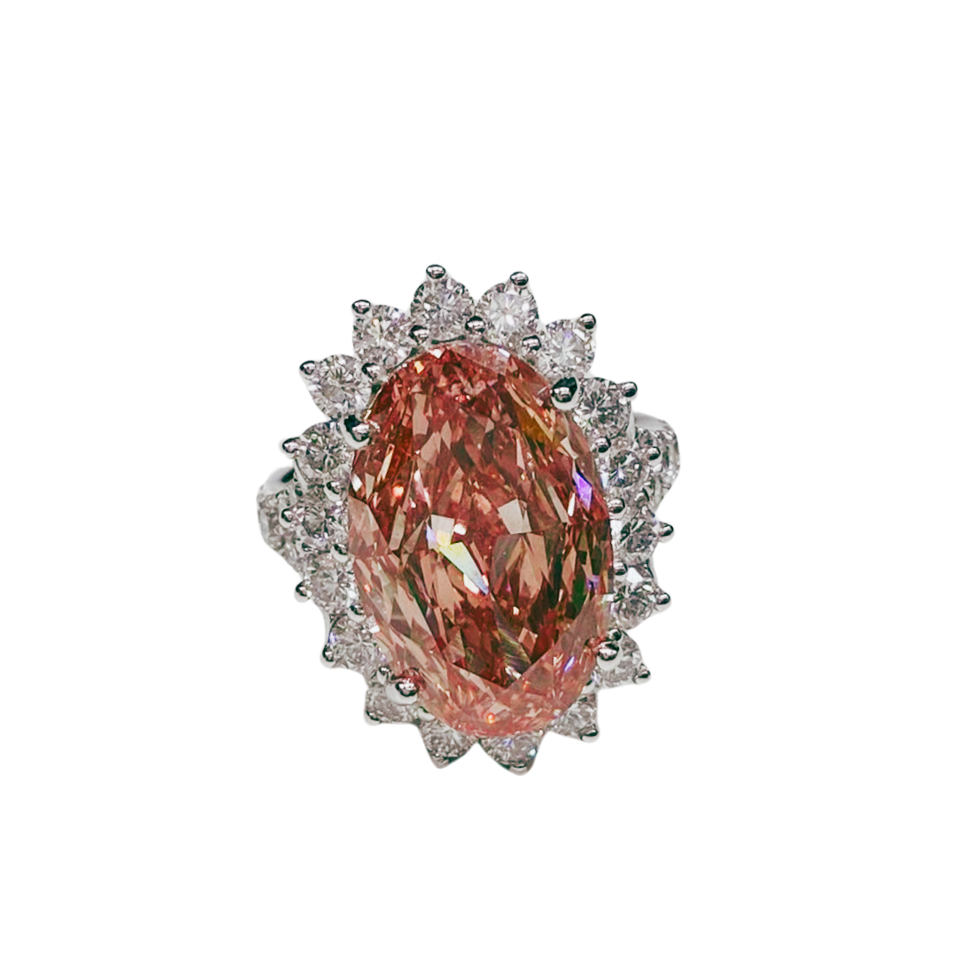 18KWG Pink Lab Grown Diamond Ladys Ring 8.34GM