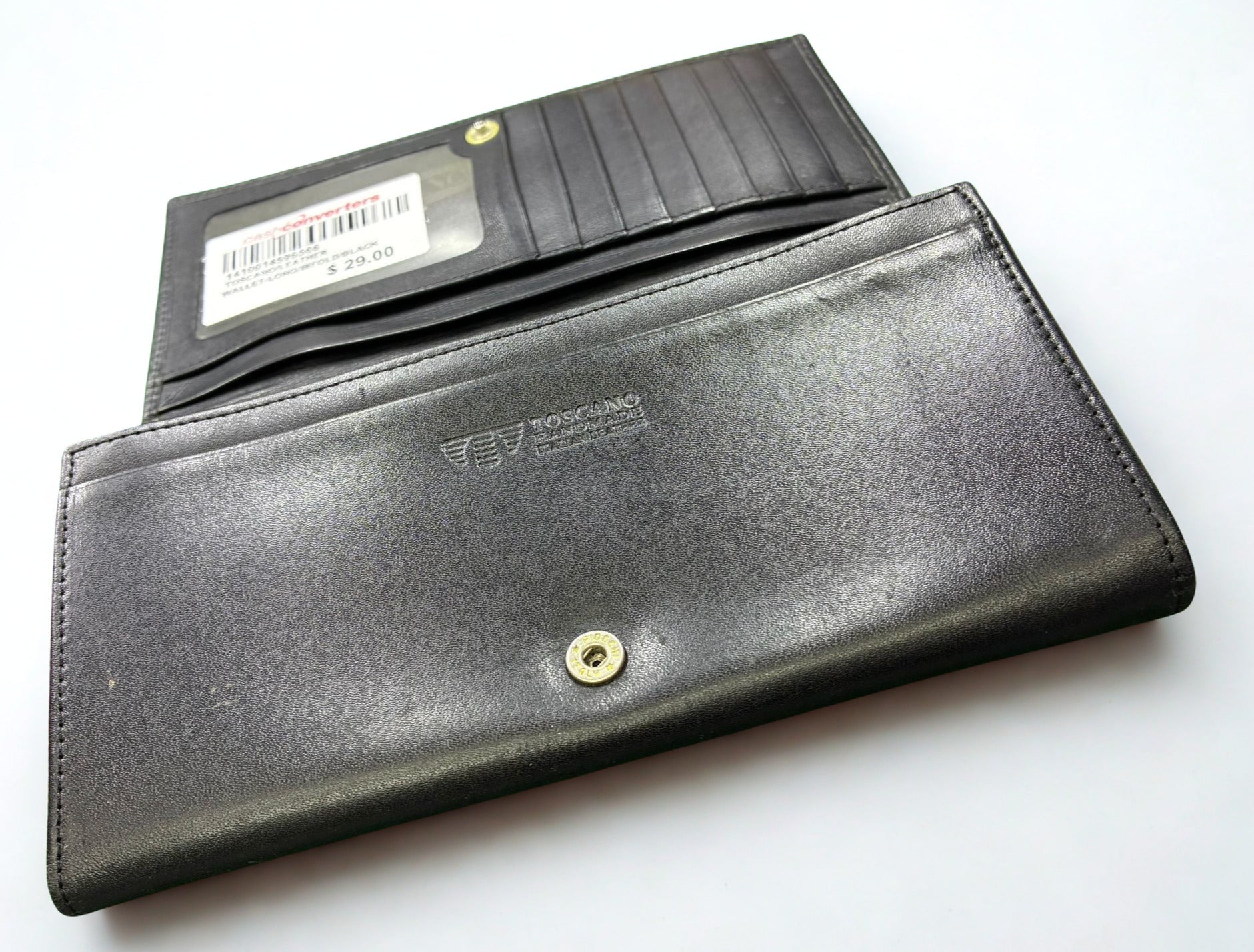 Toscano Black Genuine Leather Long Wallet