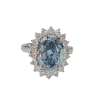 18KWG Blue Lab Grown Diamond Ladys Ring With Cert 6.34GM