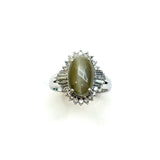 PT900 Chrysoberyl Cat's Eye & Diamond Ring
