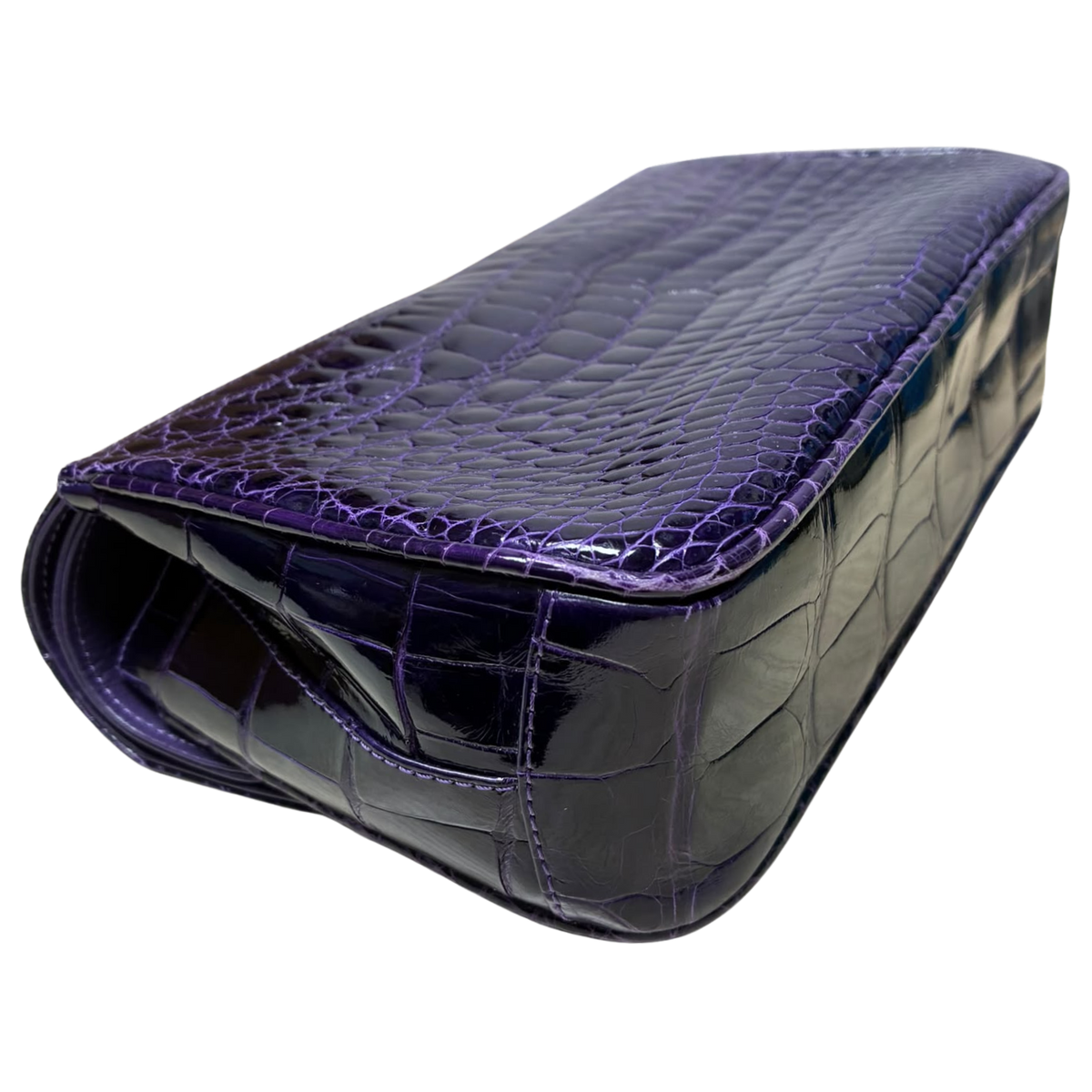 Purple Crocodile Skin Leather Shoulder Bag