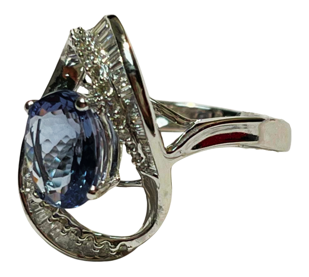 750WG TAZ1 D26 TD39 5.0G Tanzanite Diamond Ring