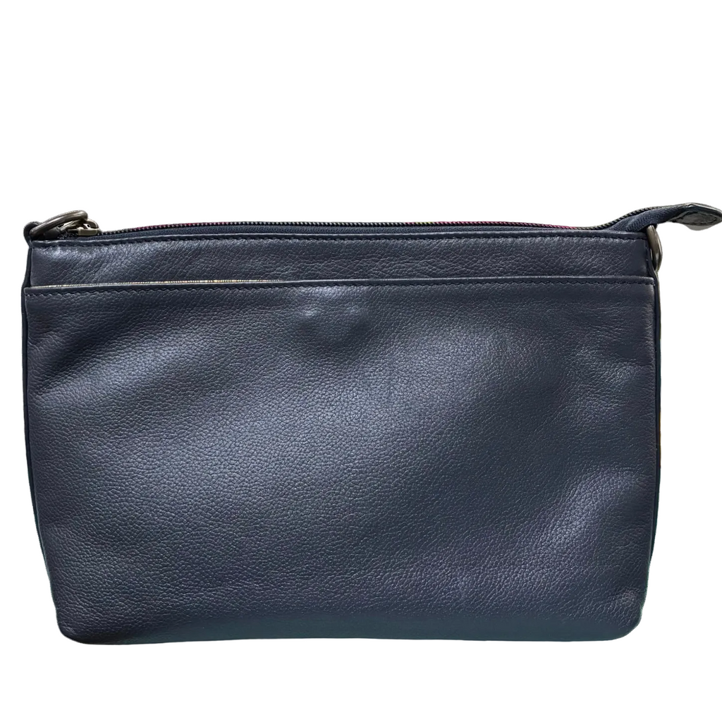Motherhouse Shoulder Bag Navy Blue Pebbled Leather