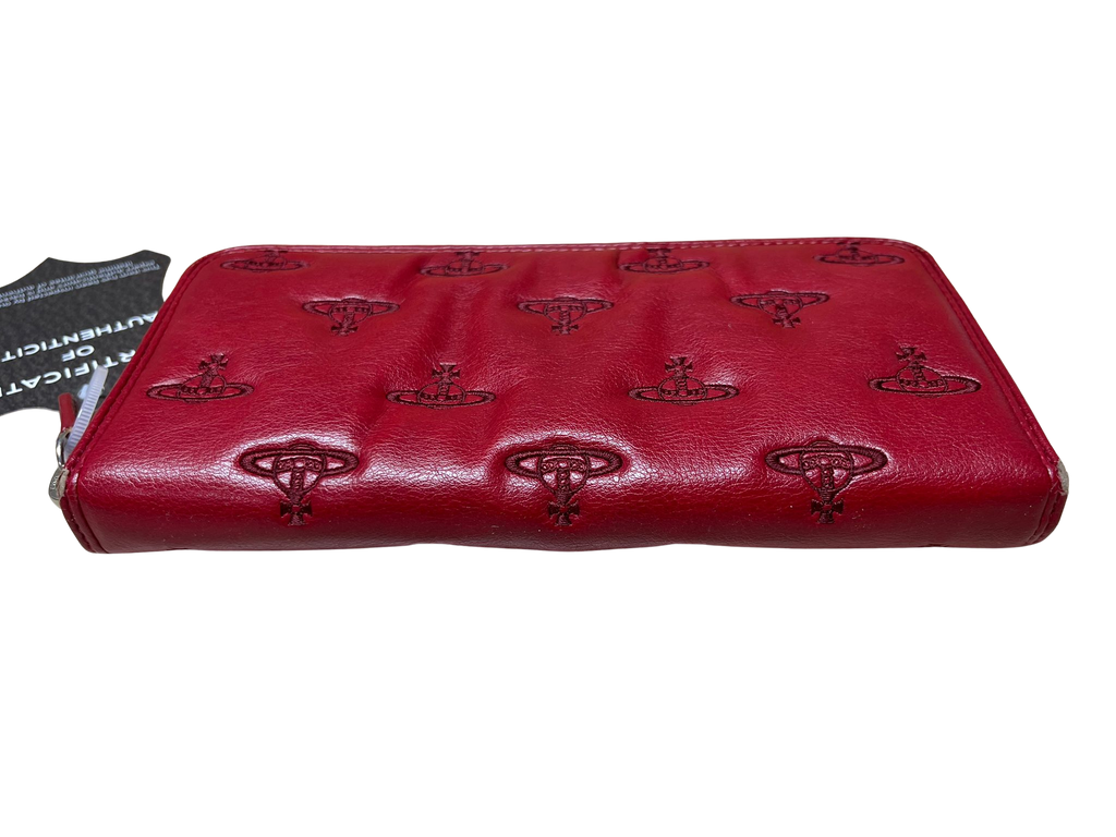 Vivienne Westwood Red Embossed Orb Long Wallet