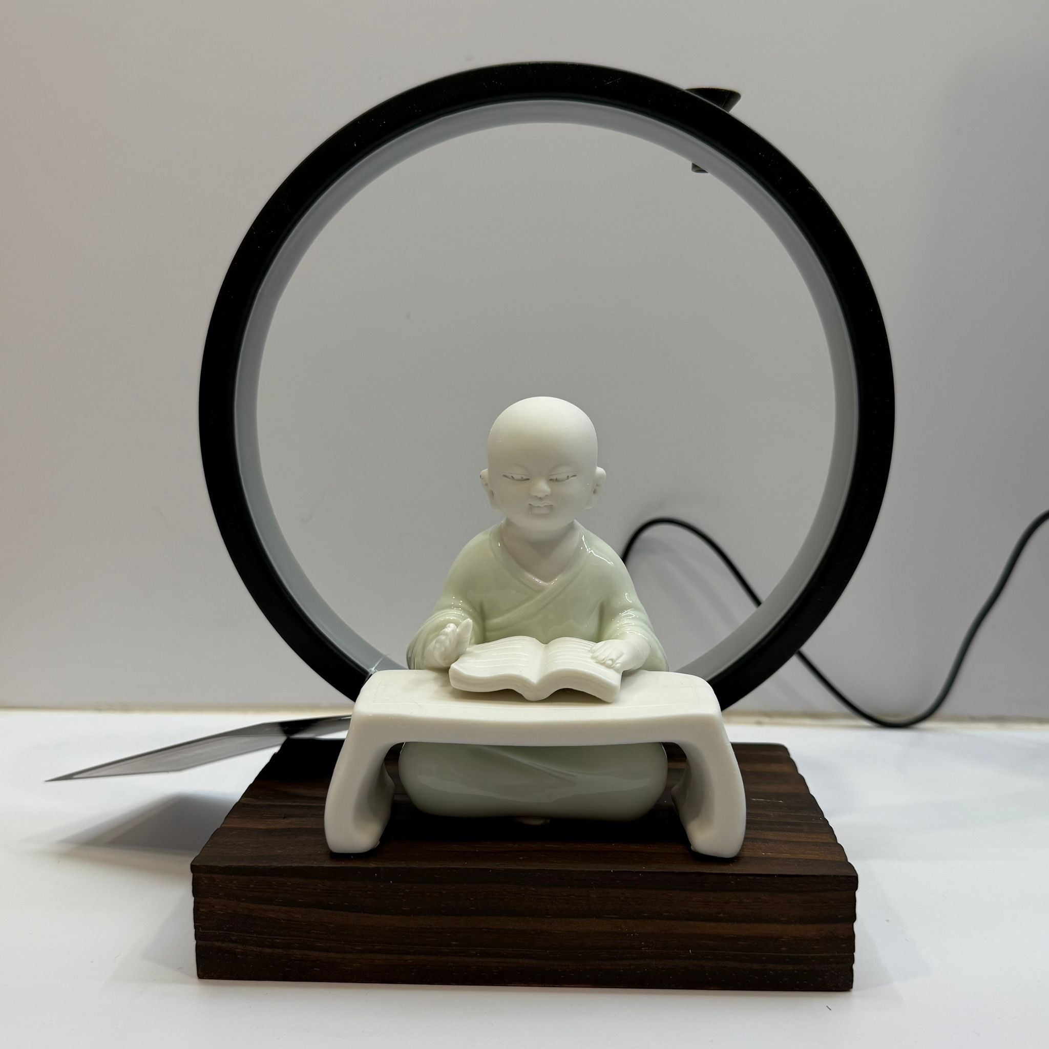 Monk Reading Book With LED Ring (Adjustable Light)