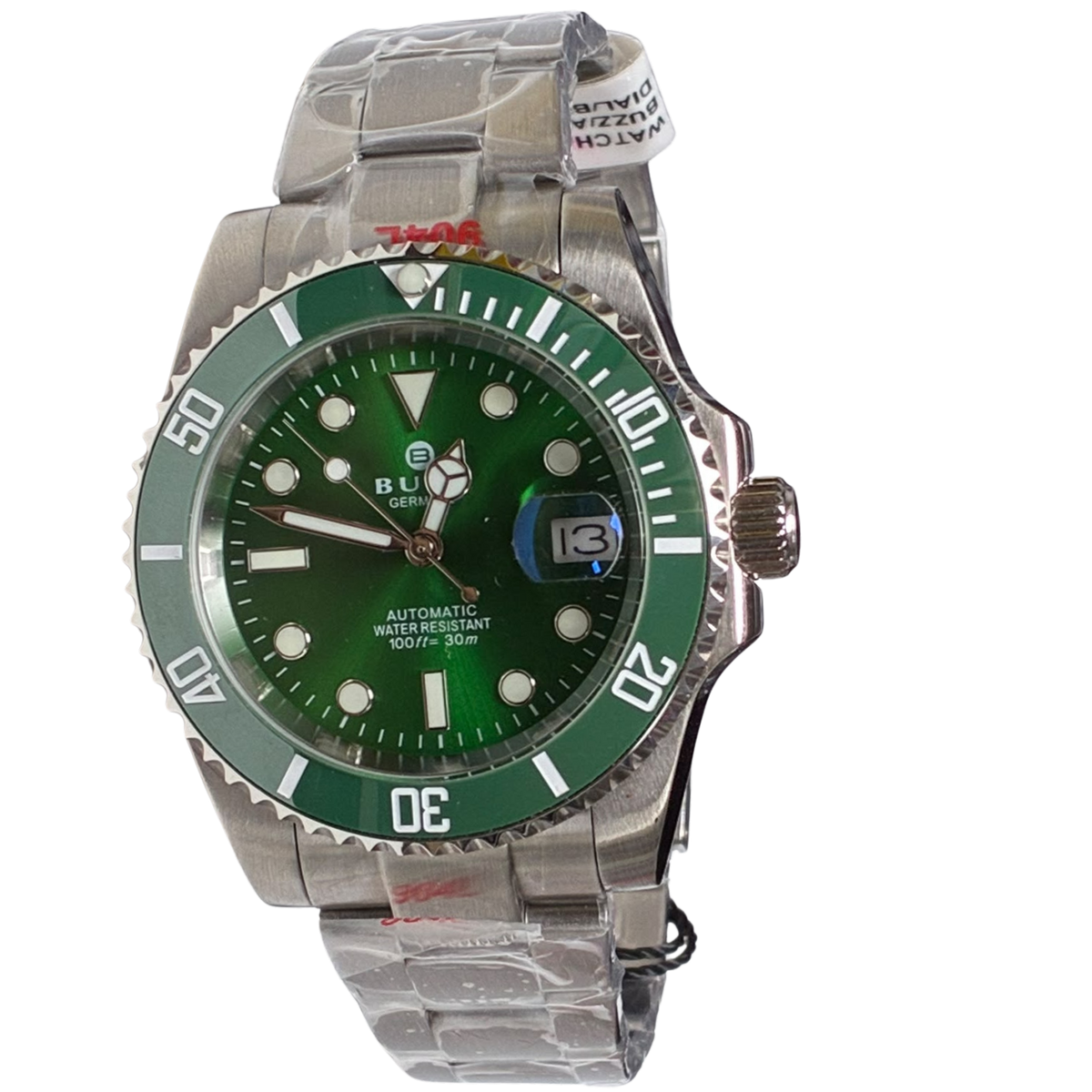 Buzz Germany BZK70152 Hulk Style  Stainless Steel Automatic Dive Watch
