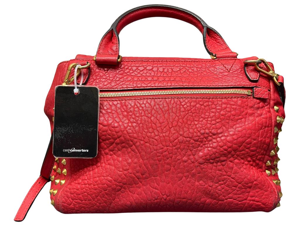 MCM 2way Leather Flapbag Red Studs