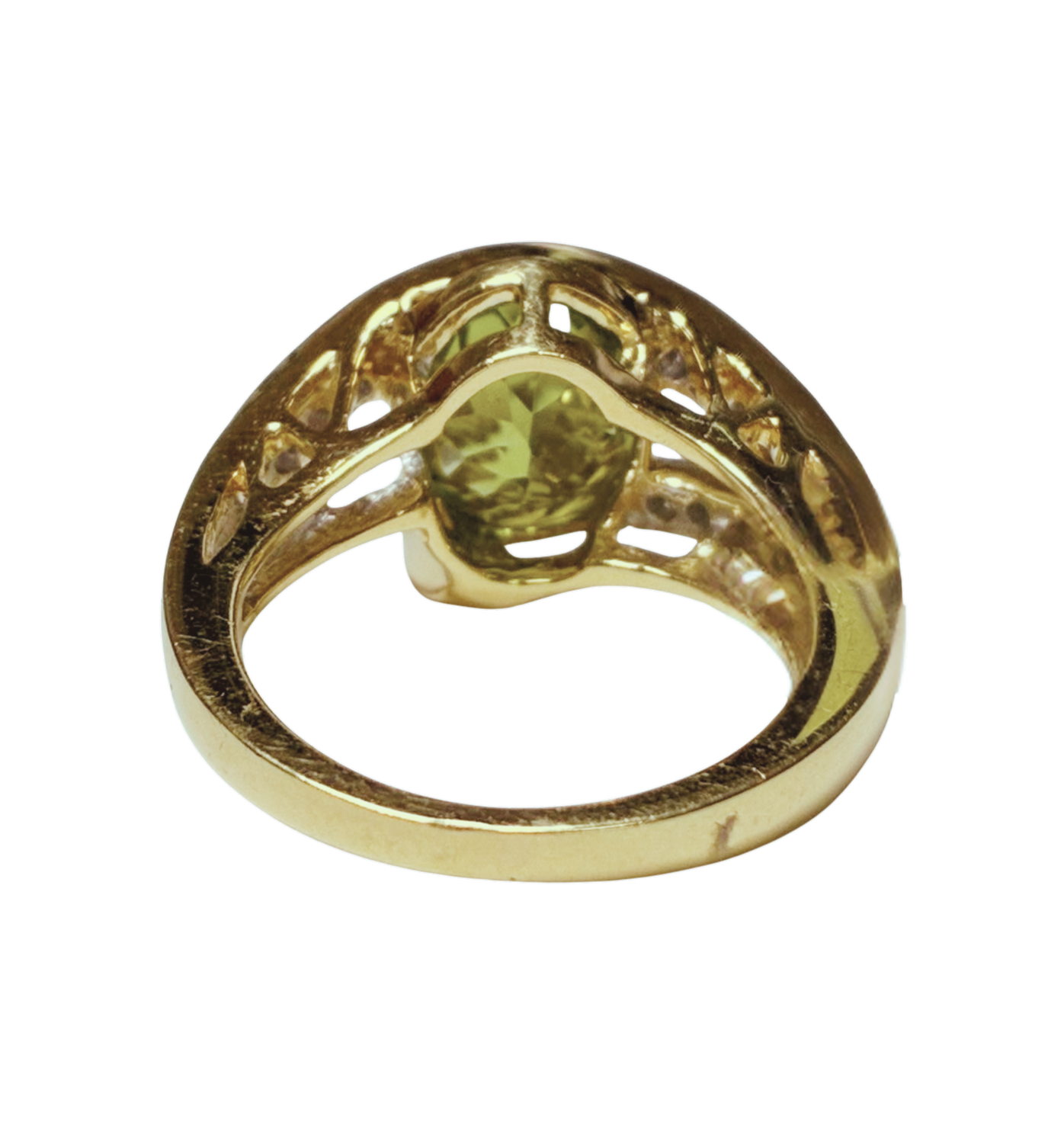 18KYG Peridot And Diamonds Ring 8.2GM