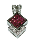 18KWG Ruby With Diamonds Pendant 2.8G