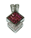 18KWG Ruby With Diamonds Pendant 2.8G