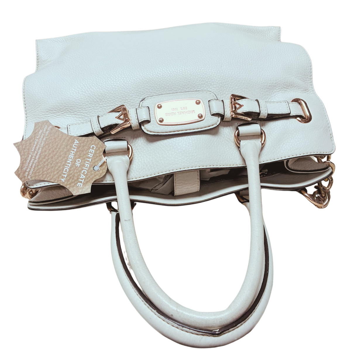 Michael Kors Hamilton East West Large Satchel Ivory