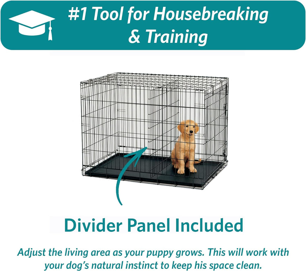 MidWest Homes For Pets iCrate Double Door Folding Dog Crate With LeakProof Pan