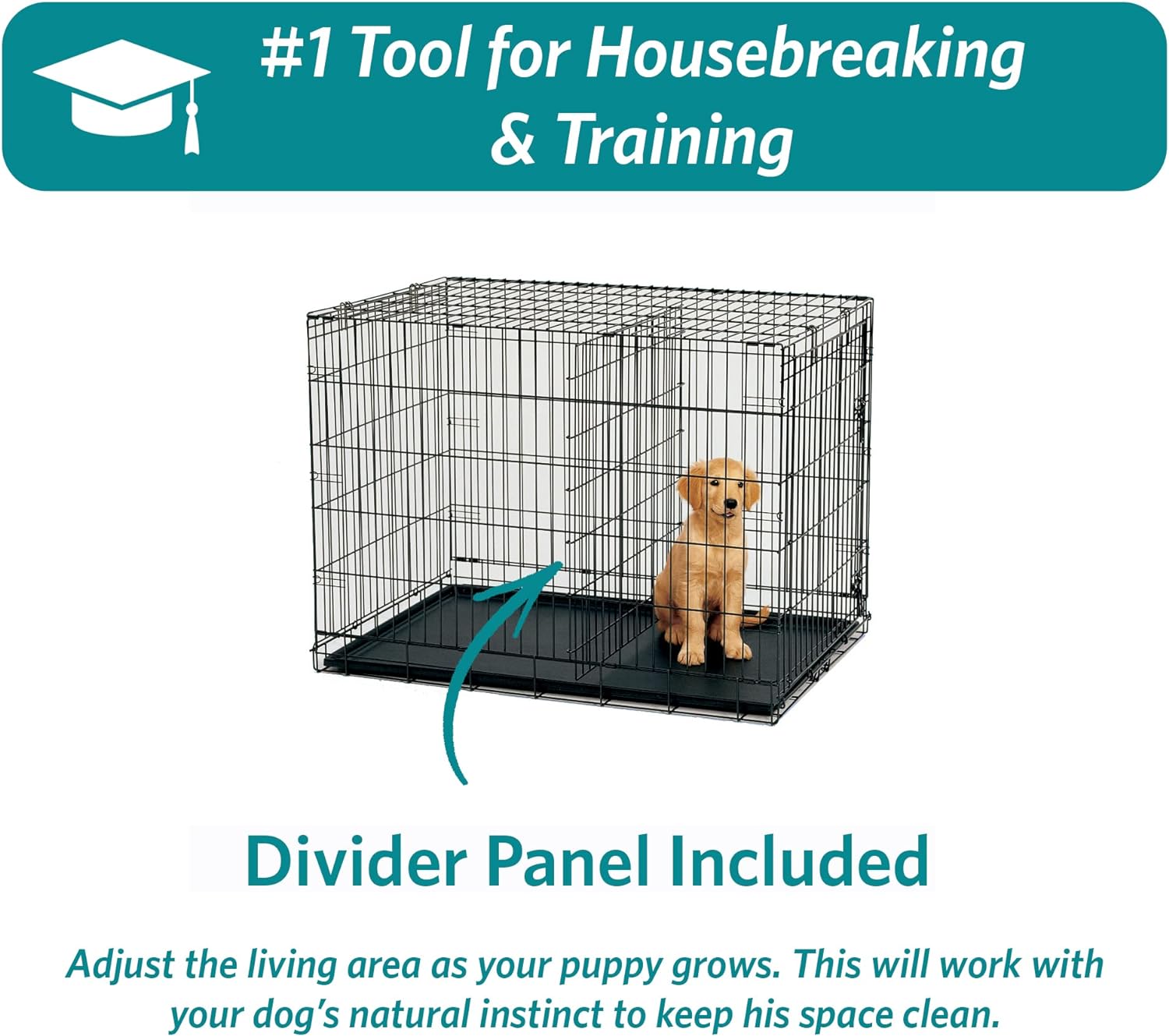 MidWest Homes For Pets iCrate Double Door Folding Dog Crate With LeakProof Pan