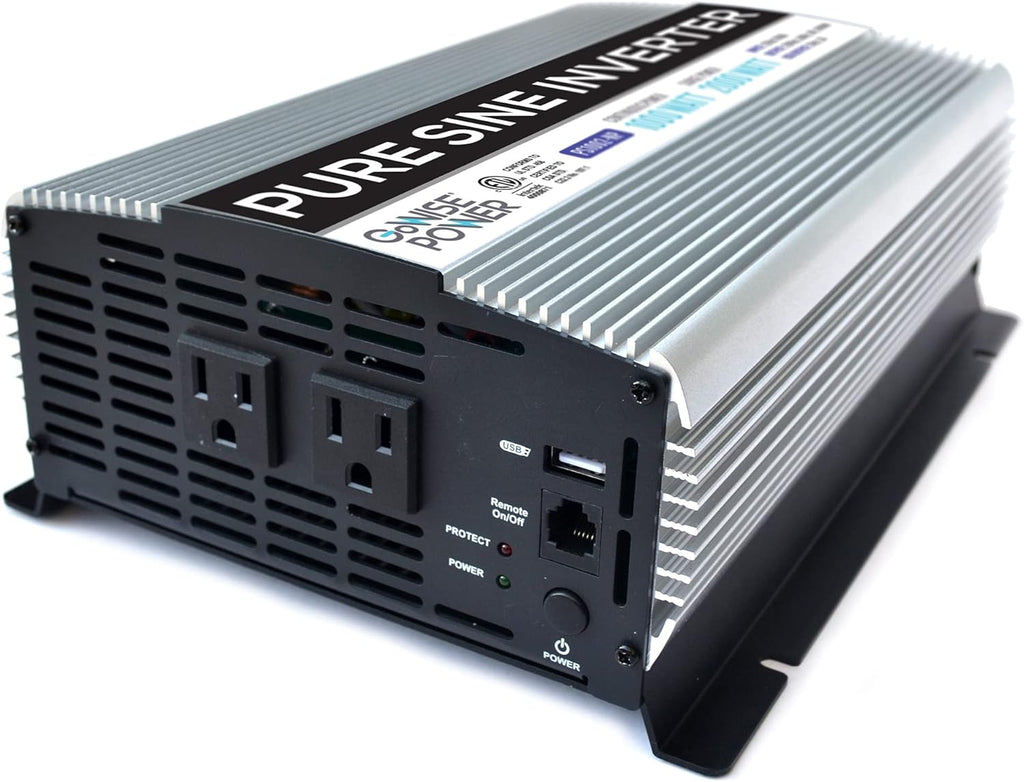 GoWISE Power 1000W Pure Sine Wave Inverter 12V DC to 120V AC PS1002NP