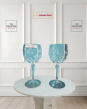 Tiffany & Co Wine Crystal Glass Set of 2 Flower Motive