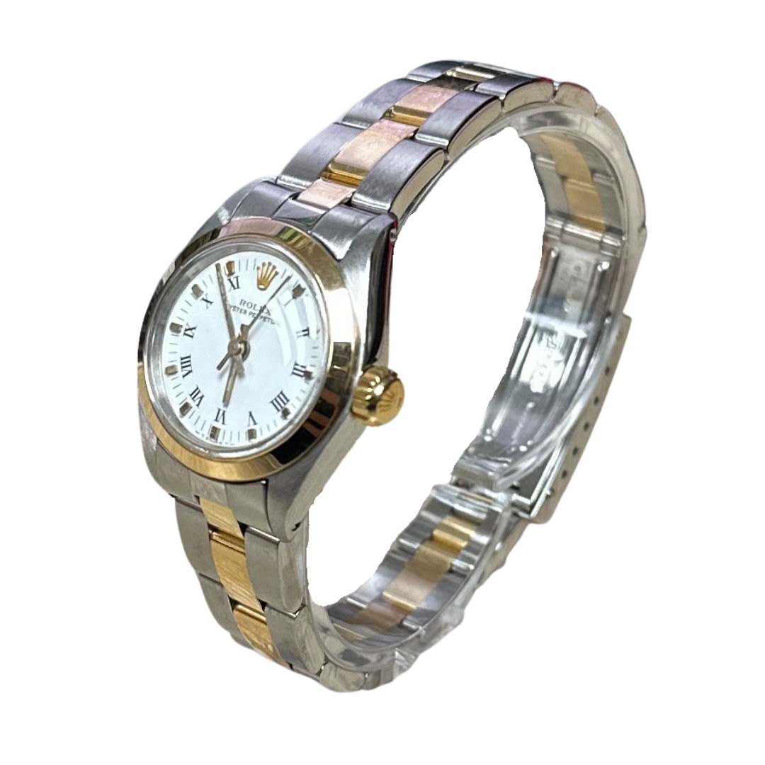 Rolex 6718F Automatic Roman White Dial Half Gold Lady Watch Secondary image