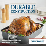 Farberware Nonstick Bakeware Roaster with Steel Rack, Gray, 11 by 15-Inch