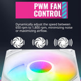 Cooler Master SickleFlow 120 V2 ARGB White Edition Square Frame Fan ARGB 3 Pin Customizable LEDs Air Balance Curve Blade Sealed Bearing 120mm PWM Control For Computer Case And Liquid Radiator